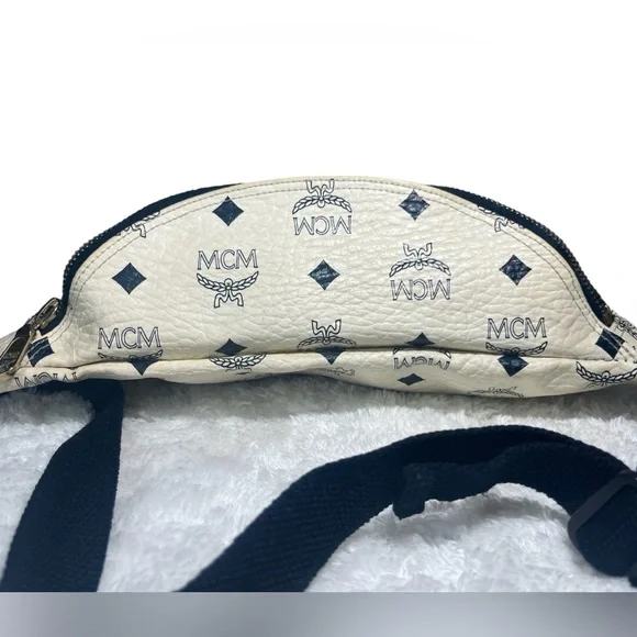 ❌❌SOLD❌❌AUTH MCM Bum Bag Waist Pouch blue and off white - Picture 3 of 12